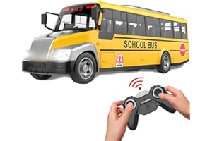 Liberty Imports RC School Bus - 2.4Ghz Remote Control Toy Bus with LED Lights, Rechargeable Electronic Vehicle for Kids