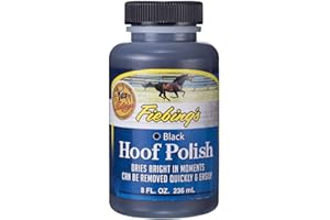 Fiebing's Hoof Polish (8 Oz, Black) - Quick Dry High Shine Finish Nail Polish for Horses - Non-Toxic Water Based Formula Safe for Horse & Rider - Includes Wool Dauber Applicator for Easy Application