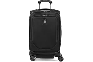 Travelpro Crew Classic Lightweight Softside Expandable Carry on Luggage, 8 Wheel Spinner Suitcase, Men and Women, Carry On 21-Inch, Black