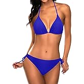 Tempt Me Women Triangle Bikini Sets Halter Two Piece Sexy Swimsuit String Tie Side Bathing Suit
