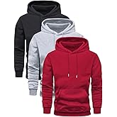 SOLY HUX Men's Athletic Hoodies Pullover 3 Packs Long Sleeve Hooded Basic Sweatshirt with Pocket