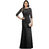 HYKDC Lace Chiffon Mother of The Bride Dresses for Women Sequin Pleated A Line Formal Evening Gown
