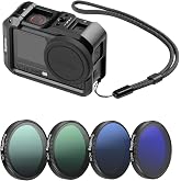 SmallRig Cage &amp; ND Filter Kit for DJI Osmo Action 6-6374 | Aluminum Cage with Cold Shoe &amp; Wrist Strap, Includes 4-Pack CPL/ND8/ND16/ND32 Snap-On Filters &amp; Lens Cover