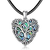 AOBOCO Leather Choker Necklace for Women 925 Sterling Silver Pendant with Crystal from Austria 16''