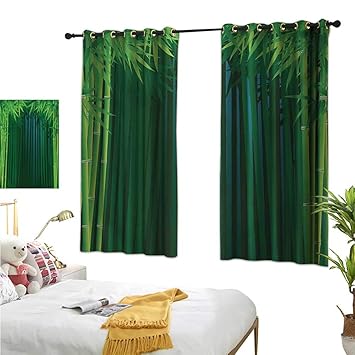 Amazon Com Warm Family Teal Curtains Exotic Stems With Leaves