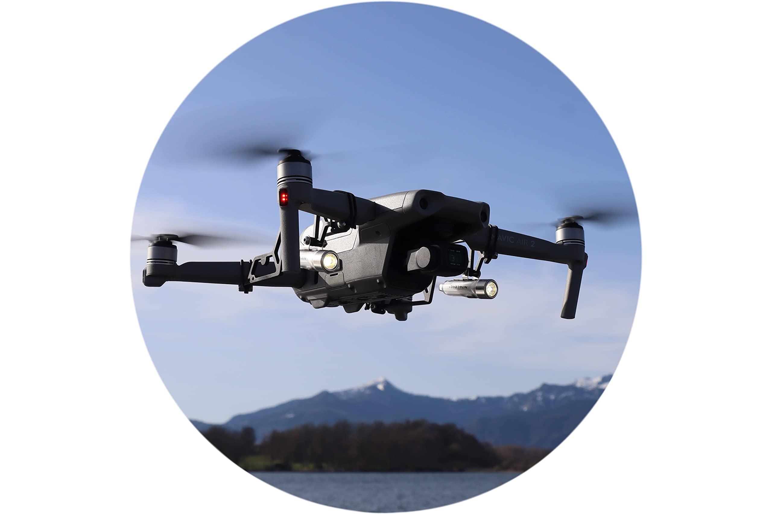 RoboterwerkSELFIE Mavic Air 2 Dual LED Flashlight for DJI Mavic Air 2, Up to 110 Lumen, Tiltable, Black