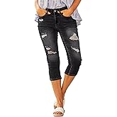 luvamia Womens Capri Jeans for Women High Waisted Skinny Ripped Jean Denim Pants