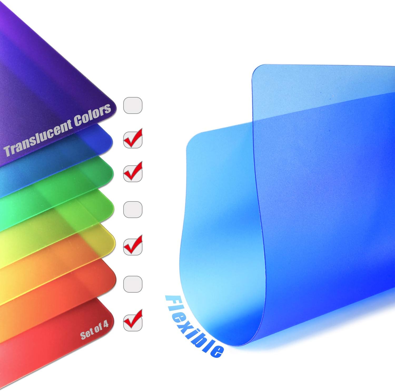 Fotouzy Flexible Plastic Cutting Boards for Kitchen 4 Translucent Colors Cutting Mats 15 x 12 in, BPA-Free, Non-Porous - Image 3