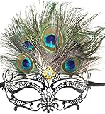 Masquerade Mask Princess Metal Rhinestone Peacock Feathers Party Mask