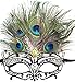 Masquerade Mask Princess Metal Rhinestone Peacock Feathers Party Mask