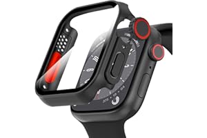 Suoman for Apple Watch 45mm Screen Protector Case, [ Looks Like Ultra Protector Case ] Tempered Glass Unique Design Case Cover for iWatch Series 7/8/9 Series SE 2 45mm (Black for iWatch 45mm)