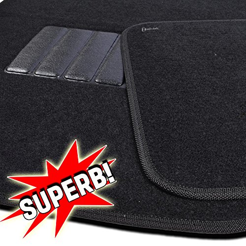 Zento Deals 4-Piece Carpet Vehicle Floor Mats Premium Quality Classic Car Full Carpet Black Heavy Duty for Driver Passenger and Rear Seats All Weather