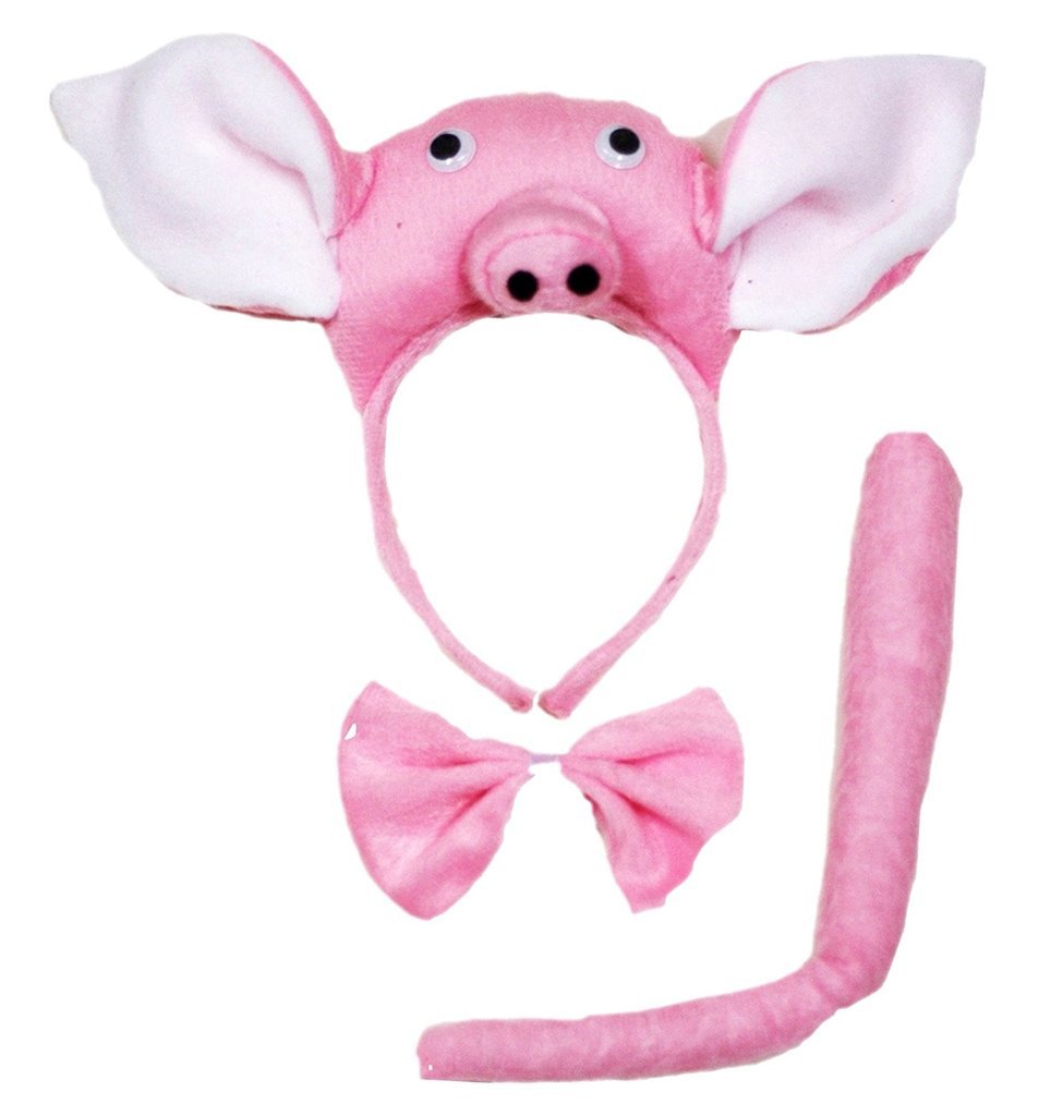 Petitebelle Cutie Headband Bowtie Tail Unisex 3pc Children Costume (Pig)
