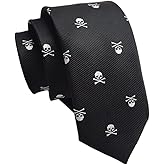 Secdtie Men's Skinny Silk Tie Repp Skull Jacquard Woven Casual Halloween Necktie