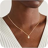 CHESKY Diamond Pendant Necklace for Women, Dainty Gold Necklace 14k Gold Plated Cubic Zirconia Pendant Choker Necklaces Cute Simple Gold Chain Necklace Jewelry Gifts for Women