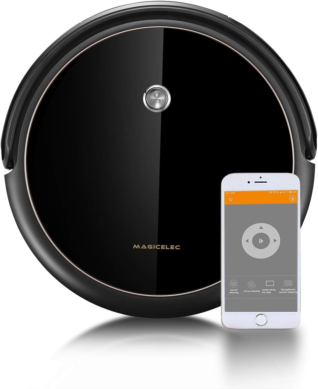 Robot Vacuum Cleaner with Smart Navi GYRO, Systematic Mapping Cleaning, Wi-Fi Connectivity, Ideal for Pet Hair, Carpets, Hard Floor Surfaces, Compatible with Alexa