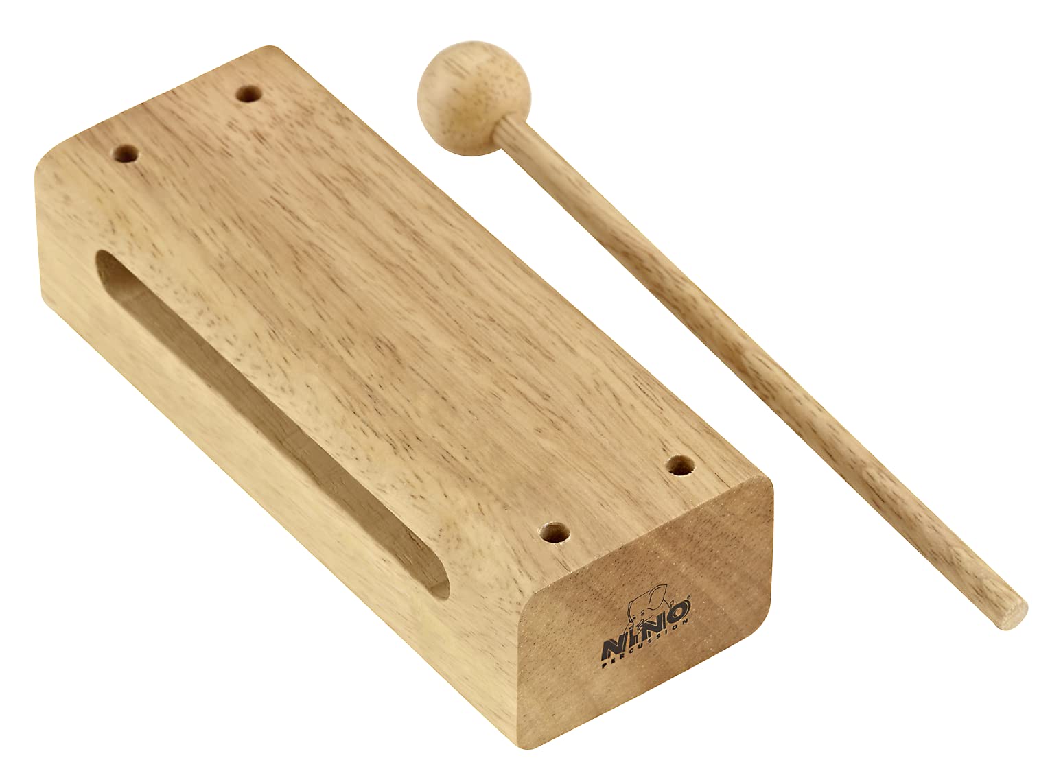 Nino Percussion Wood Block Instrument - Medium Musical Instrument for Children from 3 Years - Siam Oak, Natural (NINO21)