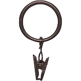 Kenney 5/8 In. To 3/4 In. Clip Curtain Ring, Brown (14-Pack) - 1 Each | Window Curtain Clip Rings