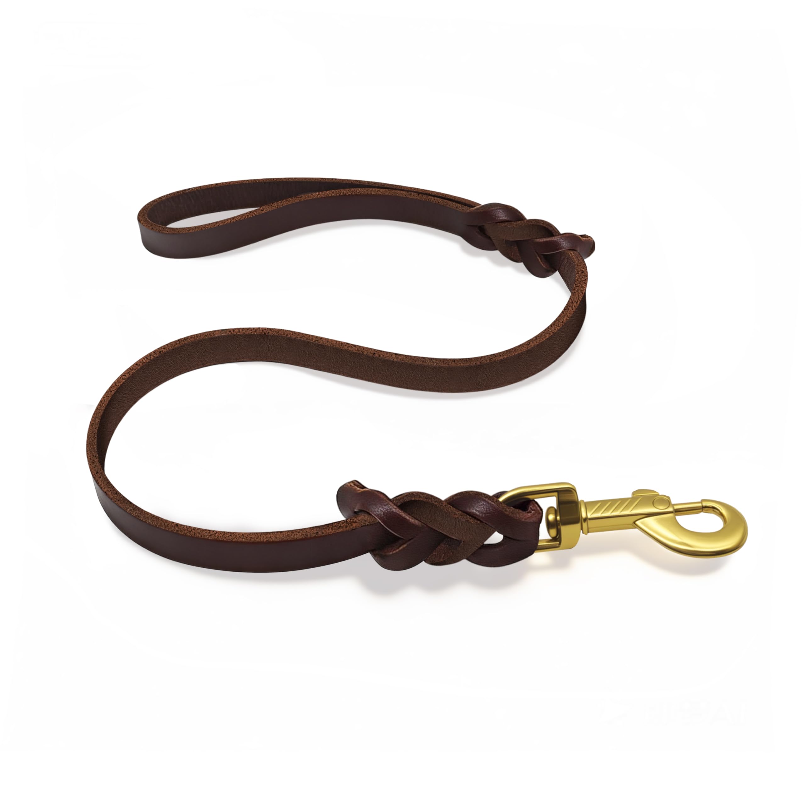 QianRuiDa Short Leather Dog Leash 2.5ft/61cm Genuine Leather Dog Lead with Soft Handle Dog Leash for Walking & Training Strong and Durable for Small Medium Dogs, Brown