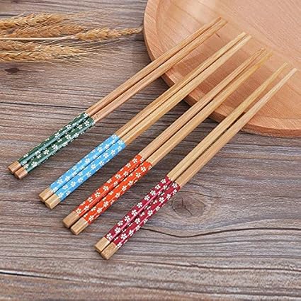SMARTBUYER Solid Bamboo Wood Long Re-usable Chopsticks Pair (Brown, 28cm) - Pack of 5
