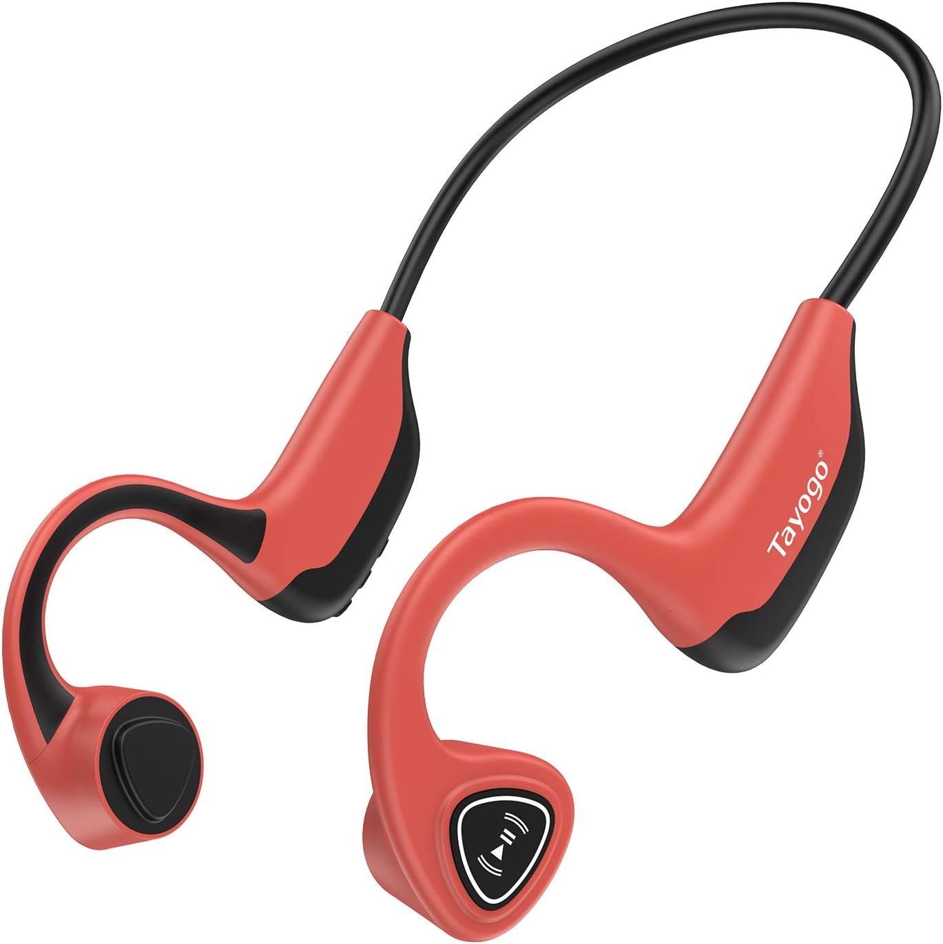 Tayogo Bone Conduction Headphones with Microphone Bluetooth 5.0 Open Ear Wireless Earphones for Running, Sports, Fitness - Red
