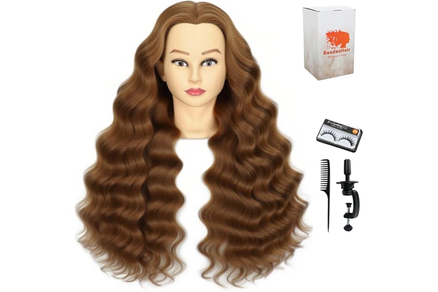 Mannequin Head 99% Human Hair for Hairstyling – Heat Resistant Manikin Head for Cosmetology Students, Professionals & Practice Exams (Blond 27#)