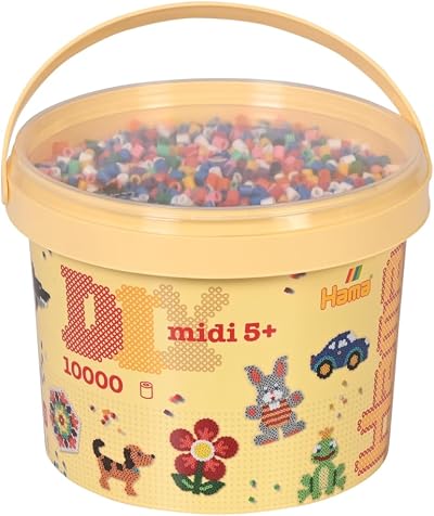 Hama Midi Beads Bucket 10000pc Fuse Beads Mosaic Craft Kit Ages 5+ Assorted