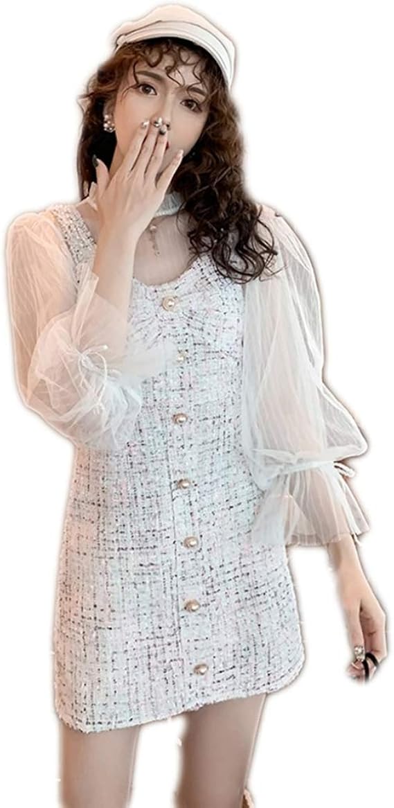 シースルー ワンピース 大きいサイズ レディース 白 タートルネック 2枚セット セクシー レース 体型カバー 着痩せ トレンド 大人 ファッション 大きいサイズ レディース 春 オフィス Ol 通勤 レディース ワンピース チュニック 通販 Amazon