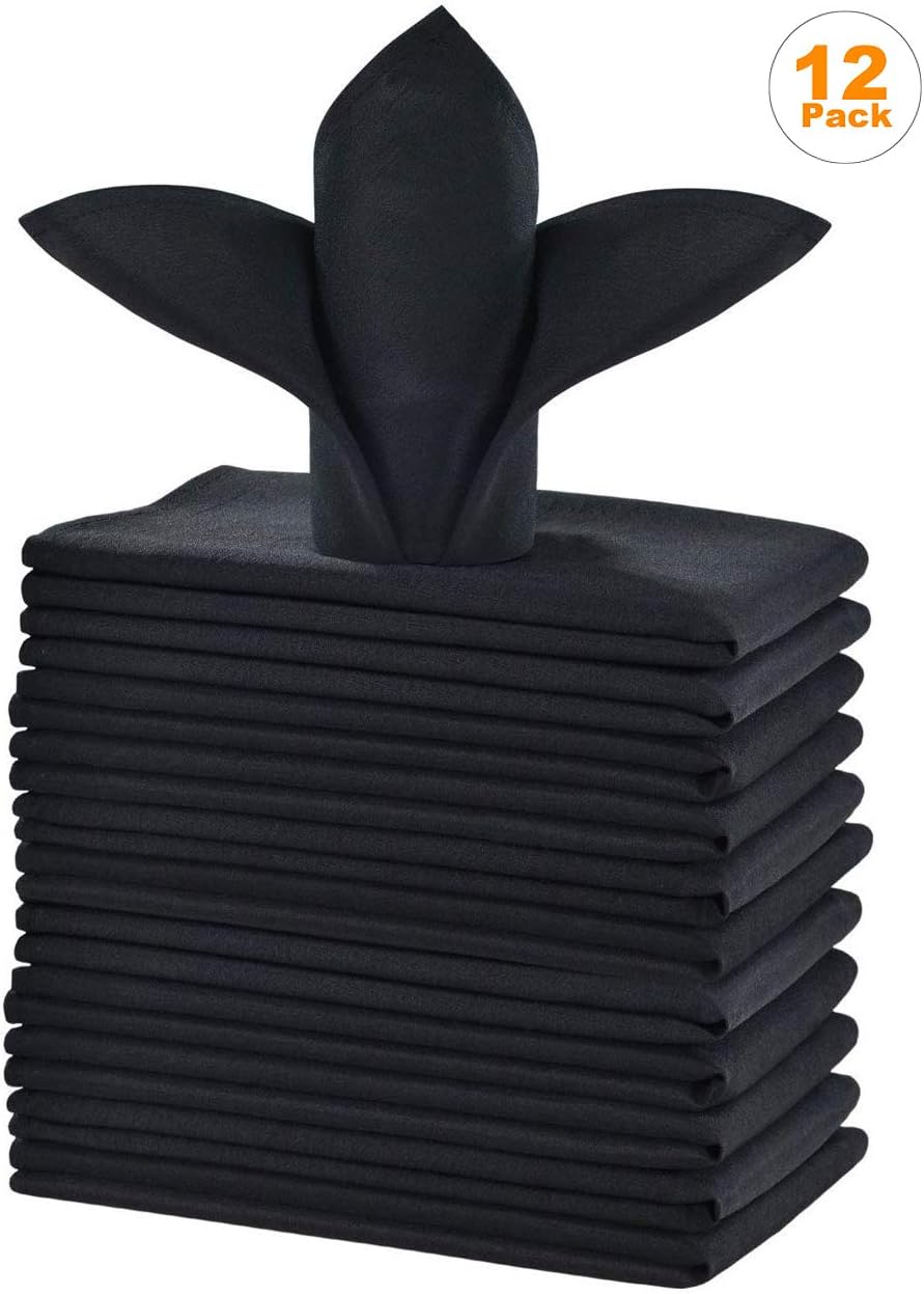 Cieltown Polyester Cloth Napkins 1-Dozen, Solid Washable Fabric Napkins Set of 12, Perfect for Weddings, Parties, Holiday Dinner (17 x 17-Inch, White): Home & Kitchen