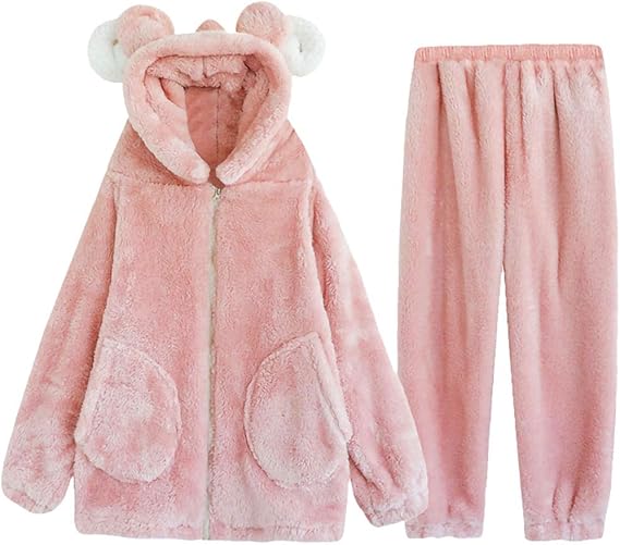 Amazon Coolomg パジャマ レディース 冬 裏起毛 かわいい 長袖 モコモコ ルームウェア 上下セット 保温防寒 部屋着 パジャマ ルームウェアセット 通販