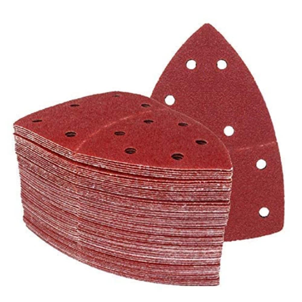 Prio Triangle Sanding Sheets | 50pcs | 11-Hole | 105x152mm | Grit 60 | Compatible with Bosch Prio Ventaro Multi-Sander | Triangle Grinding Pads | Sandpaper