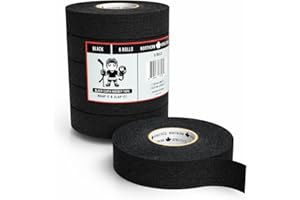 Northern Athletics Hockey Tape – 6 Jumbo Rolls (20M x 25MM, Black) – Durable Cloth Stick & Grip Tape for Ice & Street Hockey,