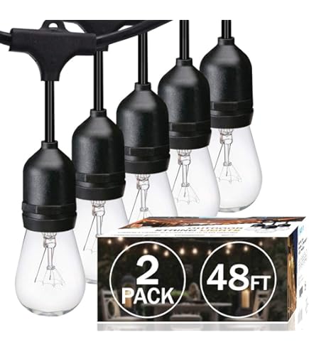 25-Pack Rolay 11W E17 Outdoor String Light Bulbs - Clear Amber Tint Patio Replacement Bulbs