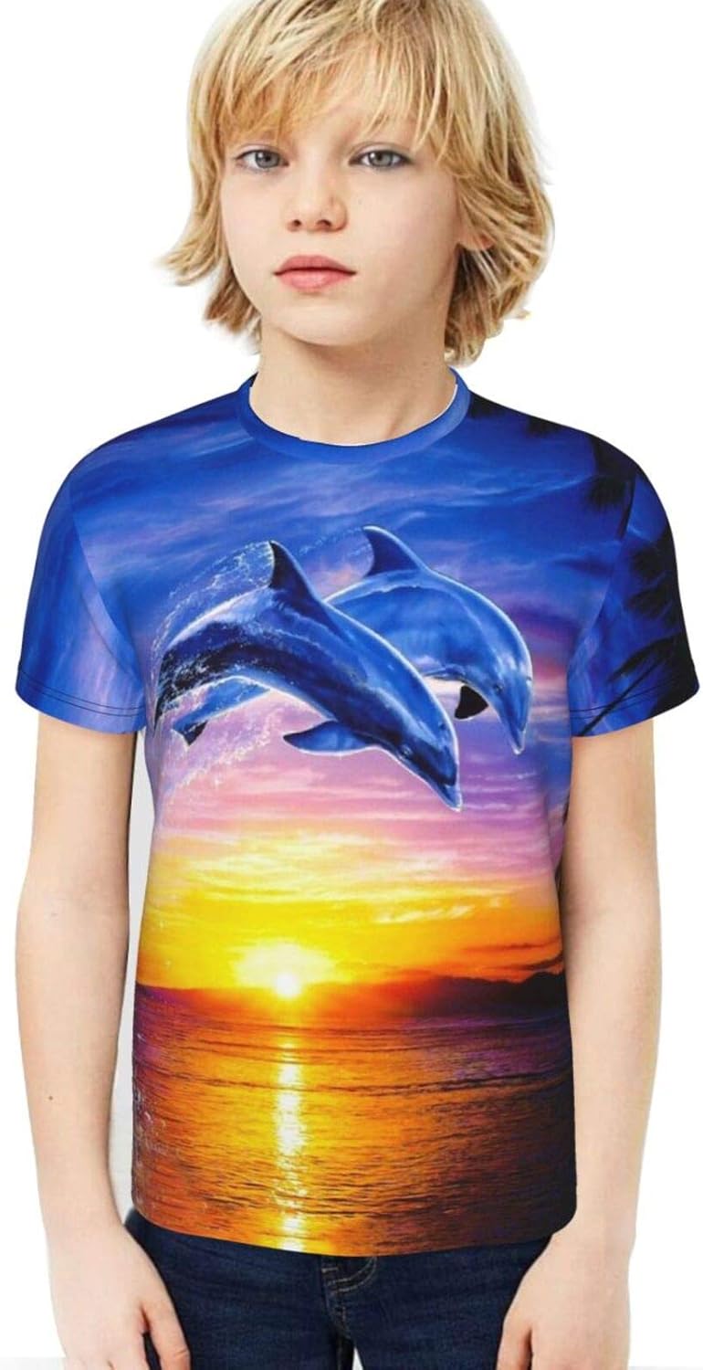 Animal Print Tee Shirt Child Short Sleeve Tank Crewneck Boy