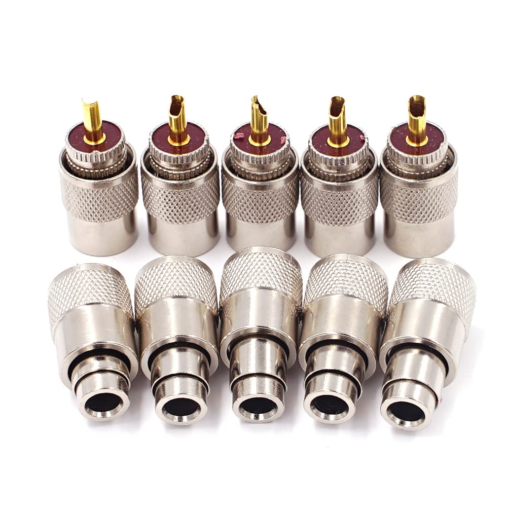 DollaTek 5PCS Coaxial Cable Connectors UHF Head PL259 Wiring SL16 Male LMR195 50-3-7 RG142 RG58 RG213 R G8U