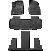 Powerty Floor Mats for 2018-2024 2025 Chevy Chevrolet Traverse 7 Seater Accessories All Weather Floor Liner 3D TPE Floor Mat Heavy-Duty Floor Liners((Only for with 2nd Row Bucket Seat)
