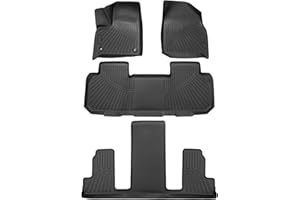 Powerty Floor Mats for 2018-2022 2023 2024 Chevy Chevrolet Traverse 7 Seater Accessories All Weather Floor Liner 3D TPE Floor Mat Heavy-Duty Floor Liners((Only for with 2nd Row Bucket Seat)