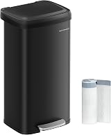 SONGMICS 68L Kitchen Bin Pedal Trash Can with Lid Black LTB520B6802