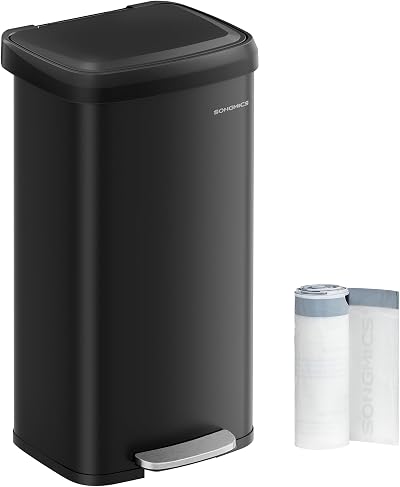 SONGMICS 68L Kitchen Bin Pedal Trash Can with Lid Black LTB520B6802