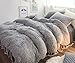 Ceruleanhome 3pc 100% Velvet Flannel Duvet Cover Set, Solid Color, No Inside Filler, Zipper Close (Queen, Grey)