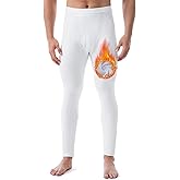 Runhit Long Johns for Men Thermal Pants with Fly Long Thermal Underwear Winter Cold Weather Fleece Thermal Bottoms