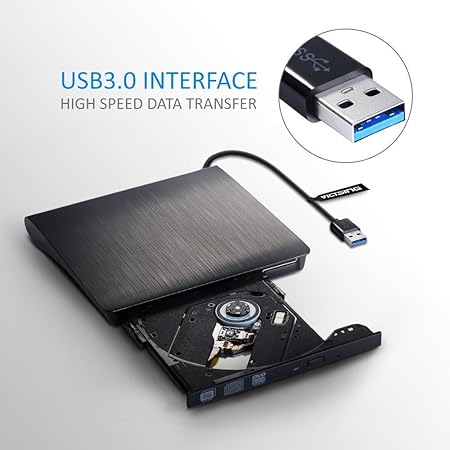 SMACC USB 3.0 External CD and DVD Drive for Computers, Laptops and Notebooks (Black)