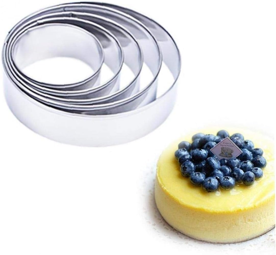 Angoter 5PCS Metal Round Circle Shape Wedding Cookie Cutter Kitchen Fondant Cake Decorating Tools Mousse Cake Mold Stencils