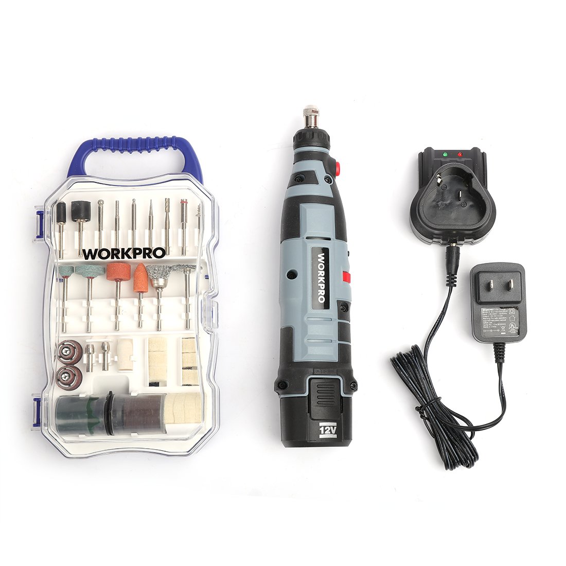 WORKPRO Cordless Rotary Tool Kit Variable Speed 12V LiIon Battery