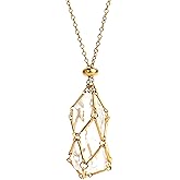 LAFORTISART 22Inches Gold Interchangeable Crystal Holder Necklace Stainless Steel GemStones Cage Necklace Pendant Necklace for Women Men Necklace Holder for Healing Crystal