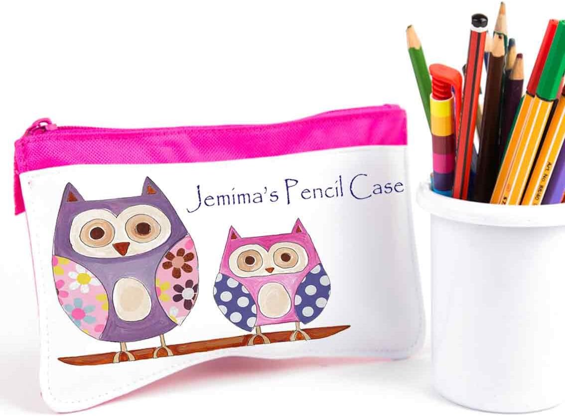 Personalised Pencil Case,Pencil Cases,Back To School,School Pencil Case,Hoot Owl,Pink Pencil