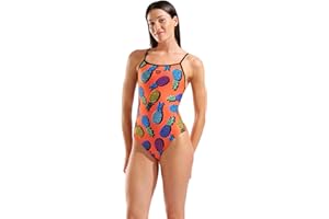Arena Womens Performance Pineapples Swimsuit Tie Back Competition Training Sports Bathing SuitOne Piece Swimsuit