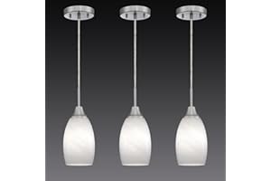 Viinew Mini Glass Pendant Light 4.72" White Glass Pendant Lights 3-Pack Handblown White Art Oval Glass Hanging Pendant Light for Kitchen Island Dining Room Living Foyer Hallway Entry