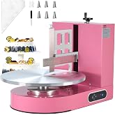 VEVOR Cake Decorating Machine, Cake Cream Spreading Coating Smearing Machine, Low Noise Cake Frosting Machine, Turntable with Adjustable Scraper, for 4" to 16" Cake, 25-320RPM Rotating Speed, Pink