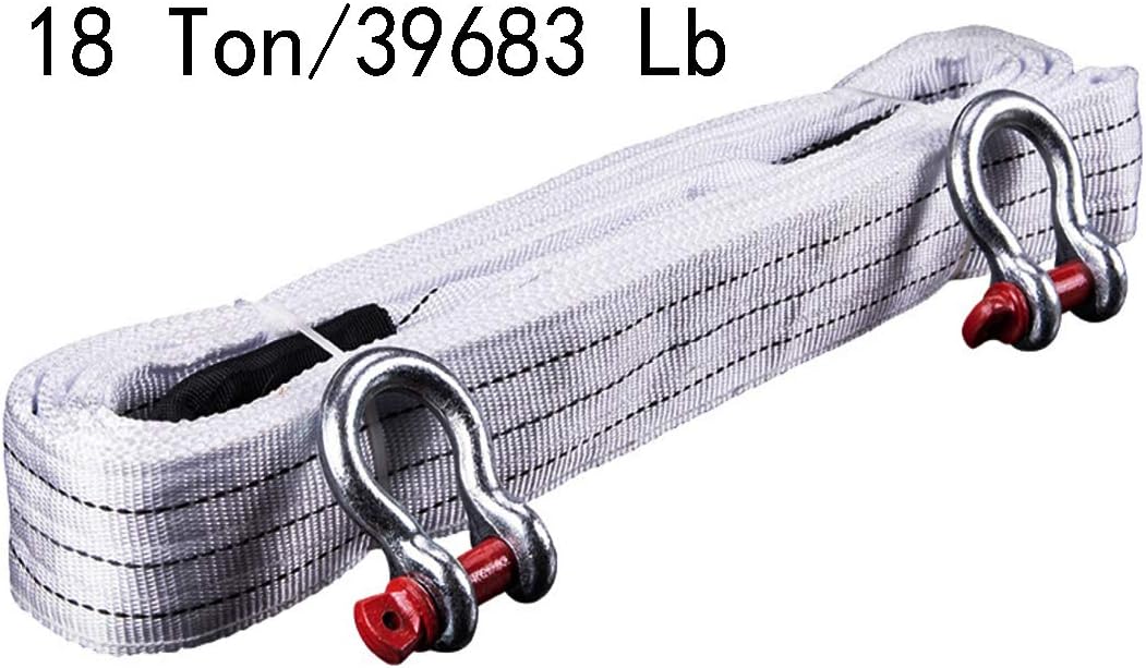 Bibetter Tow Rope High Strength Towing Strap - 5 Maters 18 Ton (16.4' Long 39683 Lb), with Two Safety Hooks & Reflective Strip, Road Recovery Towing Cable Winch Strap